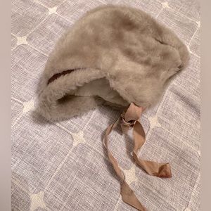 Antique Faux Fur Baby Bonnet, 6-12 m, EUC